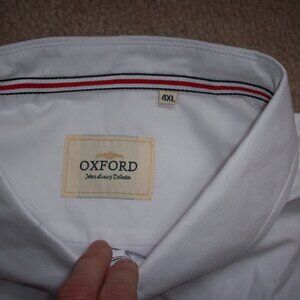 New Men’s Oxford Luxury Collection Button Down Long Sleeve Shirt Size 4XL White